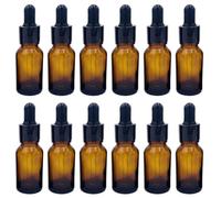 echo-ove 12 Amber 15 ml (1/2 oz) Glass Bottles Essential Oil Bottles Jars Refillable Makeup Cosmetic Sample Bottle Container with Glass Eye Droppers for Essential Oil Aromatherapy Use (15ml)