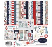 Echo Park Paper Carta Bella Collection Kit, Square, By The Sea, 12 Double-Sided Patterned Papers, 12"X12", 1 Element Sticker Sheet
