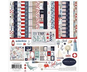 Echo Park Paper Carta Bella Collection Kit, Square, By The Sea, 12 Double-sided Patterned Papers, 12"X12", 1 Element Sticker Sheet