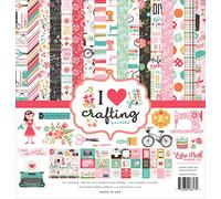 Echo Park Paper I Heart Craft COLL 12X12 KIT, Paper, Teal, Pink, Coral,Brown, Woodgrain, Green, Yellow, One Size