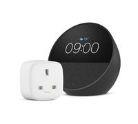 Echo Spot | Black + Amazon Basics Smart Plug, Works with Alexa - Smart Home Starter Kit