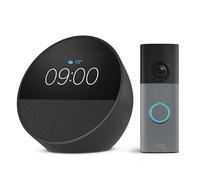 Echo Spot (newest gen), Black + Ring Battery Video Doorbell (newest gen), Speckled Grey