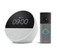 Echo Spot (newest gen), Glacier White + Ring Battery Video Doorbell (newest gen), Speckled Grey
