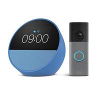 Echo Spot (newest gen), Ocean Blue + Ring Battery Video Doorbell (newest gen), Speckled Grey