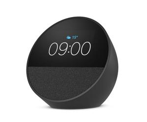Echo Spot (newest gen), Smart alarm clock with vibrant sound, Black, with Alex Early Access