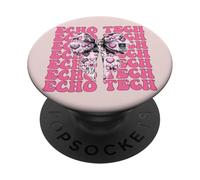 Echo Tech Echocardiography Technician Girl Coquette Bow Pink PopSockets Adhesive PopGrip