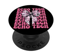 Echo Tech Echocardiography Technician Girl Coquette Bow Pink PopSockets Adhesive PopGrip