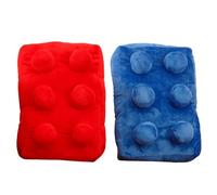 Echo Three Building Brick Cushion Blue And Red | Pair of Pillows Kids Room Home Decor Filled Cushions |2 Decorative Retro Fun Novelty Cushion Toy Large Pillow
