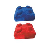 Echo Three Building Brick Cushion Square Blue And Red | Pair of Pillows Kids Room Home Decor Filled Cushions | 2 Decorative Retro Fun Novelty Cushion Toy Large Pillow