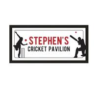 Echo Three Personalised Wall Art Black Framed Print Sports Cricket Pavilion | Custom Text Room Large Wide Sign | Bespoke Cricket Lover Gift | Unique Present For Sports Fan | Boys Room Decor