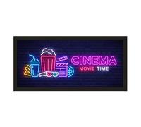 Echo Three Wall Art Black Framed Print Home Cinema Movie Time | Neon Effect Print Room Sign | Retro Theatre Lounge Room Decor | Large Wide Movie Night Sign Now Showing Fan Display | Film Fan Gift