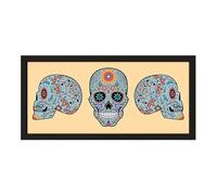 Echo Three Wall Art Black Framed Print Home Skull Set | Room Sign | Sugar Skull Connoisseur | Large Wide Colourful Mexican Design | Calavera Fan Gift