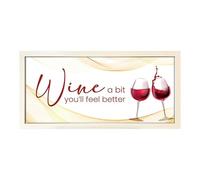 Echo Three Wall Art White Framed Print For Home Wine A Bit Feel Better |Poster Living Room Sign And Kitchen Decor | Cosy Home Large Wide Design And She Shed Gift | Gift Present For Her