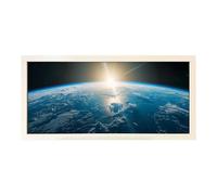 Echo Three Wall Art White Framed Print Home Earth Horizon |Galactic Room Sign | Space Enthusiast Gift Blue Planet Earthrise Skyline Design | Earth From Space Astronomy Display