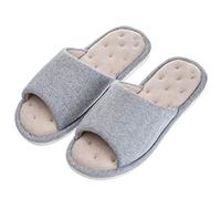 Echoapple Women Mens Unisex Washable Cotton Open-Toe Home Slippers Indoor Shoes Comfy Velvet Lined Memory Foam Indoor Shoes Blue(Size: 9/10 UK)
