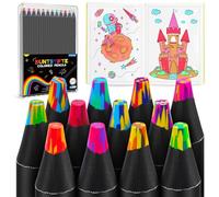 ECHOCUBE 12-Pack Rainbow Pencil, 7-in-1 Coloured Pencils for Drawing & Writing, Multi-Color Wooden Pencils, Art Supplies Colouring Pencil for Sketching and Painting