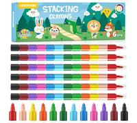 ECHOCUBE 6 x Swop Point Crayons for Kids & Adults, Stacking Crayon for School Office Drawing, Colouring Crayons Pencil Set for Party Bags Fillers, Rainbow Pencils Stationary Supplies
