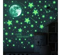 ECHOCUBE 637pcs Glow in the Dark Wall Stickers, 114pcs Realistic Luminous Stars, 1 Moon Wall Stickers, 522pcs Dots for Ceiling or Walls, DIY Luminous Adhesive Stickers for Kids Baby Bedroom Decoration