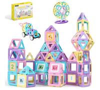 ECHOCUBE Magnetic Building Blocks, 120 PCS Construction Magnetic Tiles Set for Kids, Educational Magnet Toys Christmas Birthday Gift for 3+ Years Old Boys and Girls