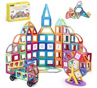 ECHOCUBE Magnetic Tiles for Kids 116PC Set - Construction Building Tiles, STEM Building Toys with Vibrant Colors, Educational Magnet Blocks Gift for Kids Boys & Girls