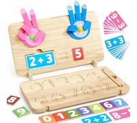 ECHOCUBE Montessori Math Toy, Finger Counting Toy & Number Tracing Board for Toddlers, Wooden Educational Math Toys for Boys Girls Kids Birthday Gift