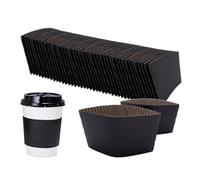 EchoDone 8 oz Disposable Coffee Cup Sleeves for Hot Drinks Paper Corrugated Cup Jackets 200 Count Color Black (Without Cups)