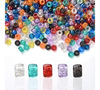 Echoed Elegance 1200Pcs Clear Glitter Pony Beads - 6x9mm Transparent Plastic Beads for DIY Jewelry Making, Bracelets, Necklaces, Earrings | Colourful Craft Beads for Party Decorations & Crafts