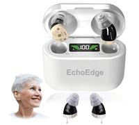 ECHOEDGE Rechargeable Hearing Amplifier - Personal Voice Amplifier with Microphone for Enhanced Sound Clarity - Invisible Design with HD Power Display, Noise Reduction & 30hr Battery Life