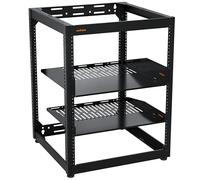 ECHOGEAR - 15U open frame rack for AV servers and equipment, wall mount design includes 2 vented shelves, 25 rack mounting screws, 4 leveling feet, 4 mounting stops