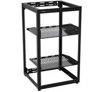 ECHOGEAR 20U Open Frame Rack for Servers & AV Gear - Wall Mountable Design Includes 2X Vented Shelves, 25x Rack Mounting Screws, 4X Leveling Feet, 4X Shelf Stops, & 2X Securement Straps