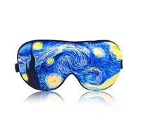 ECHOLLY Van Gogh Sleep Eye Mask-Perfect Light Blockout Comfort Soft Eye Mask for Women Men-100% Silk Eye Mask 1 Pair of Ear Plugs Eye Mask for Sleeping with Pouch for Travelling (Starry Night)