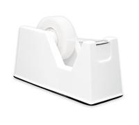 Echomerx Premium White Tape Dispenser for Desk - Sleek & Modern, Non-Slip, 1" + 3" Core, Weighted - Ideal Scotch, Invisible, and Clear Tape Holder for Office - Organize Desktop Workspace Effortlessly
