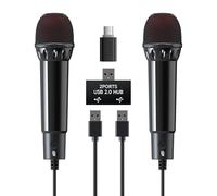 ECHOMUSSY 2Pcs 10Ft Wired USB Microphone for Switch 2&1 Gaming/PS5/PS4/XBOXONE/PC Gaming, Plug and Play, One Button Mute, Dual Karaoke, Directional Pick Up, 179g Golden Weight