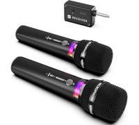 ECHOMUSSY Microphone Wireless, Rechargeable Dual Wireless Microphones with One-to-One Chip Connection and LED Lights, 40H Duration, 200FT Range Receiving, Less Latency Karaoke Microphones for Singing
