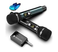 ECHOMUSSY Wireless Microphones, Professional UHF Dual Microphone with 240 ft Effective Range, 3ms Transmission Rate, Studio Grade Sound Pick Up Mic Head, Metal Body, Microphone Wireless for Singing