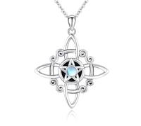 ECHOOY Celtic Knot Necklace 925 Sterling Silver Witches Knot Necklace Good Luck Celtic Wiccan Jewellery Gifts for Women Girls Mother's Day Christmas Birthday