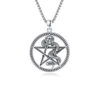 ECHOOY Snake Pentagram Necklace 925 Sterling Silver Pentagram Pendant Snake Necklace Wiccan Serpent Necklace Vintage Gothic Amulet Star of David Snake Jewelry Gifts for Women Men Father's Day