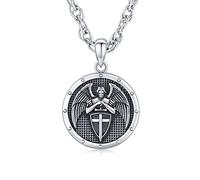 ECHOOY St Michael Necklace 925 Sterling Silver Archangel Michael Pendant Necklace Jewellery Gift for Men Christmas Birthday Father's Day