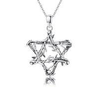 ECHOOY Symbol Pendant Necklace Sterling Silver for Women Men | Moon, Star, Heart, Stethoscope, Angel Wing, Mushroom and Star of David Jewellery Gifts for Birthdays and Christmas.