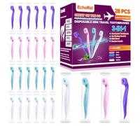 EchoRid Mini Disposable Toothbrush, Prepasted Toothbrushes with Toothpaste and Toothpick for Travel, Fluoride Free, No Rinse Required, Mint Flavour, Fresh Breath Anywhere and Anytime - Pack of 28