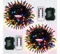 echosari 2 Pack Christmas String Lights Battery Operated, 5M Green Wire 50 LED Fairy String Light with Remote Timer 8 Modes Dimmable for Indoor Outdoor Xmas Tree Wedding Party Decoration (Multicolor)