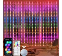 echosari 20Ft x 10Ft Smart Curtain Lights Compatible with Alexa | 600 LED Curtain Lights App Control Dynamic for Backyard Home Wedding Party Christmas Decor - RGB Color Changing IC