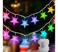 echosari Christmas Star String Lights Battery Powered Multicolor Fairy Light 4M 40 LED Five-Pointed Star Twinkle Lights with Timer for Christmas New Year Kids Bedroom Wedding Party Decor