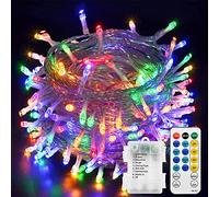 echosari Christmas String Lights 100 LEDs Outdoor LED Fairy String Lights Battery Operated with Remote (Dimmable, Timer, 8 Modes) - Multicolor