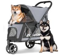 EchoSmile Dog Stroller for Medium & Small Dogs Foldable Pet Stroller | 3 Wheels & Brakes, All-Terrain Cat Dog Carrier with Breathable Mesh, Leash and Storage Pocket