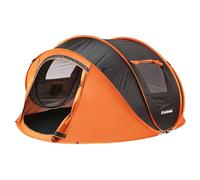 EchoSmile Pop Up Tent 4-6 People, Pop-Up Tent Waterproof with 2 Ventilation Windows, Family Tent & Camping Tent for Picnic, Hiking and Outdoor Activities, Black & Orange