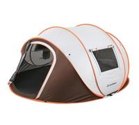 EchoSmile Pop Up Tent 4-6 People, Pop-Up Tent Waterproof with 2 Ventilation Windows, Family Tent & Camping Tent for Picnic, Hiking and Outdoor Activities, White & Brown