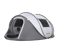 EchoSmile Pop Up Tent 4-6 People, Pop-Up Tent Waterproof with 2 Ventilation Windows, Family Tent & Camping Tent for Picnic, Hiking and Outdoor Activities, White & Grey