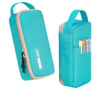 ECHSRT Big Pencil Case, Aesthetic Portable Zipper Pencil Bag with Hidden Pocket, Special Pencil Pouch for Men Women Adults, Stationery Organizer Pen Cases for Office Travel, Teal Pencil Case