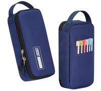 ECHSRT Big Pencil Case, Aesthetic Portable Zipper Pencil Bag with Hidden Pocket, Special Pencil Pouch for Men Women Adults, Stationery Organizer Pen Cases for Office Travel, Blue Pencil Case